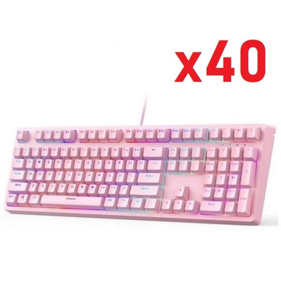 PINK AUKEY MECHANICAL GAMING KEYBOARDS  (KM-G15) - Picture 1 of 2